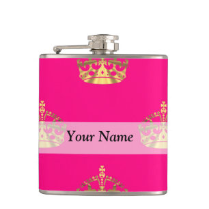 Flasques Motif de couronne rose et or