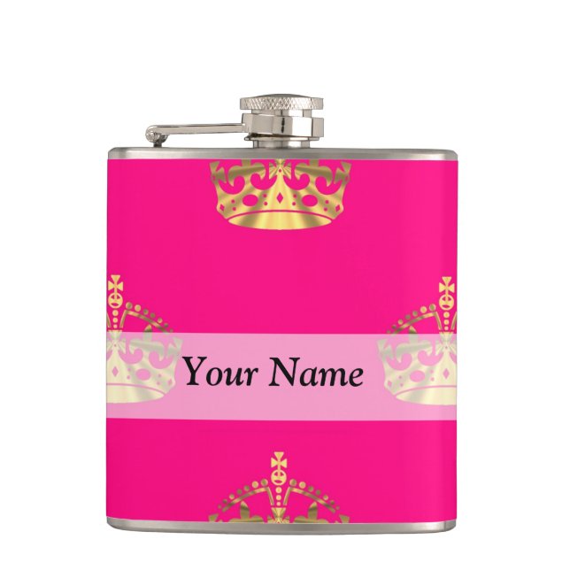 Flasques Motif de couronne rose et or (Devant)