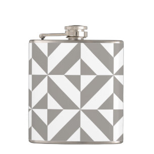 Flasques Motif de cube géométrique gris argenté