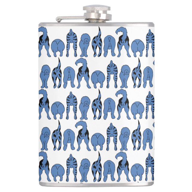 Flasques Motif de fesses de chien bleu (Devant)