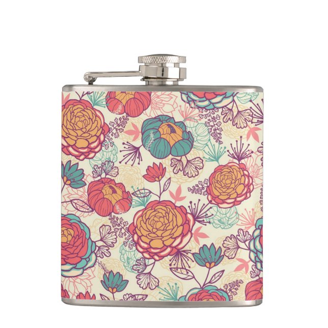 Flasques Motif de fleurs et de feuille de pivoine (Devant)
