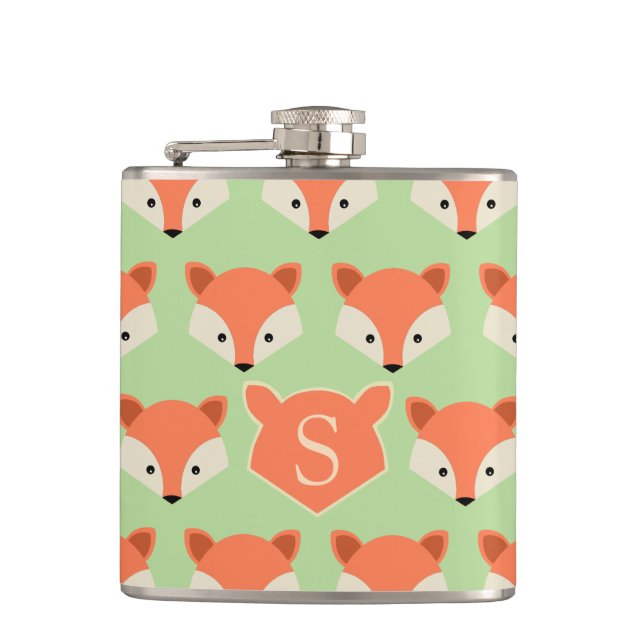 Flasques Motif de Mare Fox sur Green Monogram (Devant)
