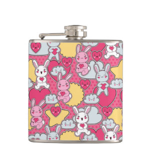 Flasques Motif d'enfant de Kawaii avec les griffonnages