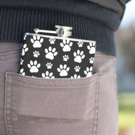 Flasques Motif, Empreintes de pattes, pattes de chien, noir