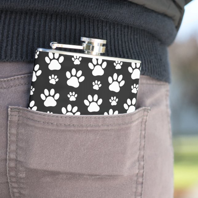 Flasques Motif, Empreintes de pattes, pattes de chien, noir (In Situ)