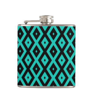 Flasques Motif en diamant noir et turquoise