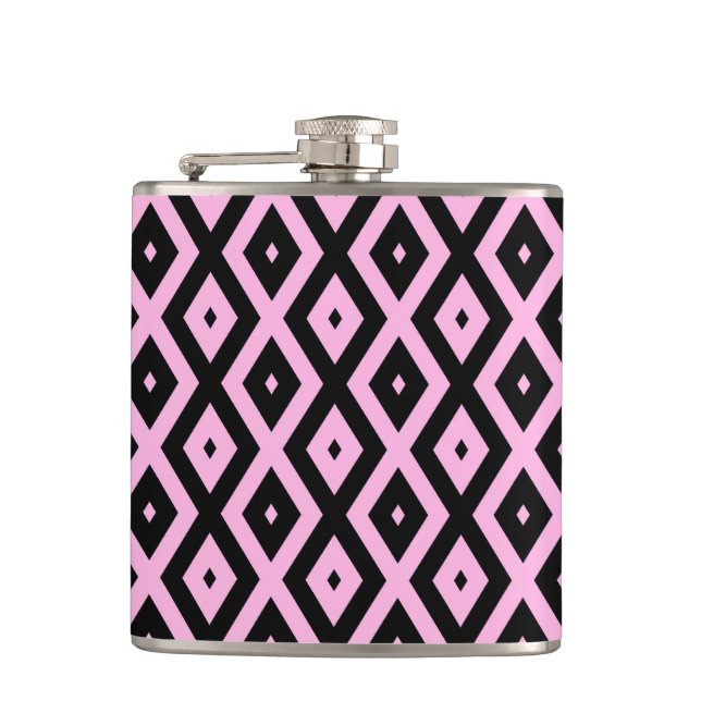 Flasques Motif en diamant rose pâle et noir (Devant)