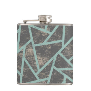 Flasques Motif en mosaïque vert pâle et gris