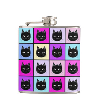 Flasques Motif en pastel de chat d'arc-en-ciel