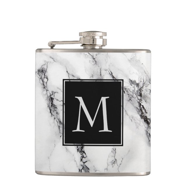 Flasques Motif en pierre de marbre monogramme (Devant)