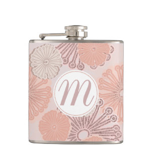 Flasques Motif et monogramme rose Gold Flower