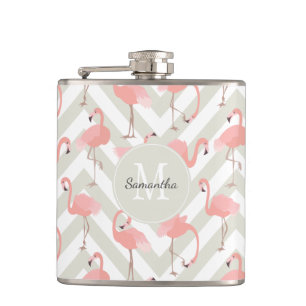 Flasques Motif Flamingo amusant avec Monogramme