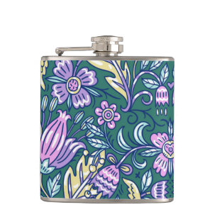 Flasques Motif Fleurs et Oiseaux de Style Antique