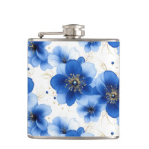 Motif floral bleu avec accents dorés