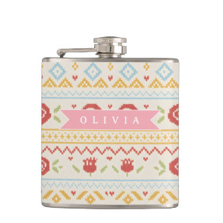 Flasques Motif floral Boho Nordique folklorique personnalis