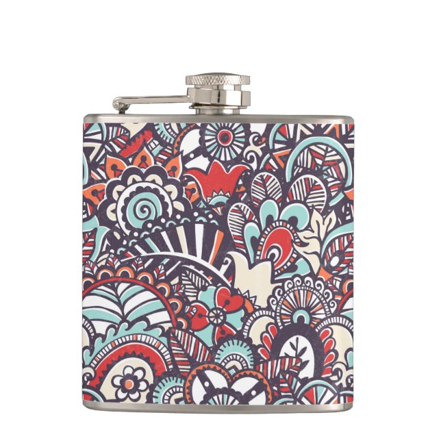 Flasques Motif floral de griffonnage de Paisley (Devant)