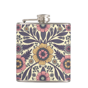 Flasques Motif Floral rose et bleu sans joint