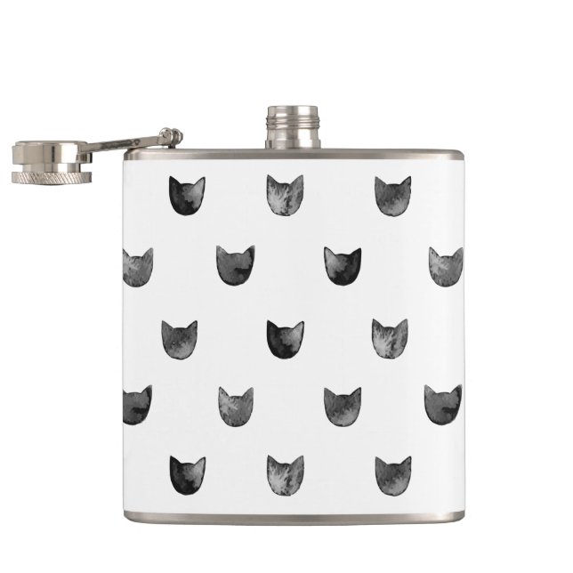 Flasques Motif mignon chic noir et blanc de chat (Ouvert)