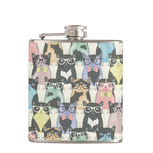 Flasques Motif mignon de chats de hippie (Devant)