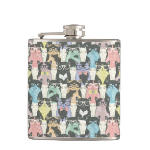 Flasques Motif mignon de chats de hippie