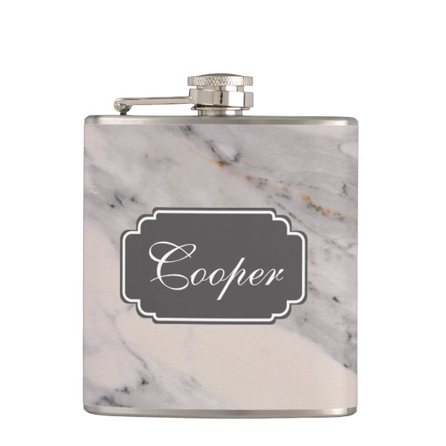 Flasques Motif moderne en marbre noir gris rose (Devant)