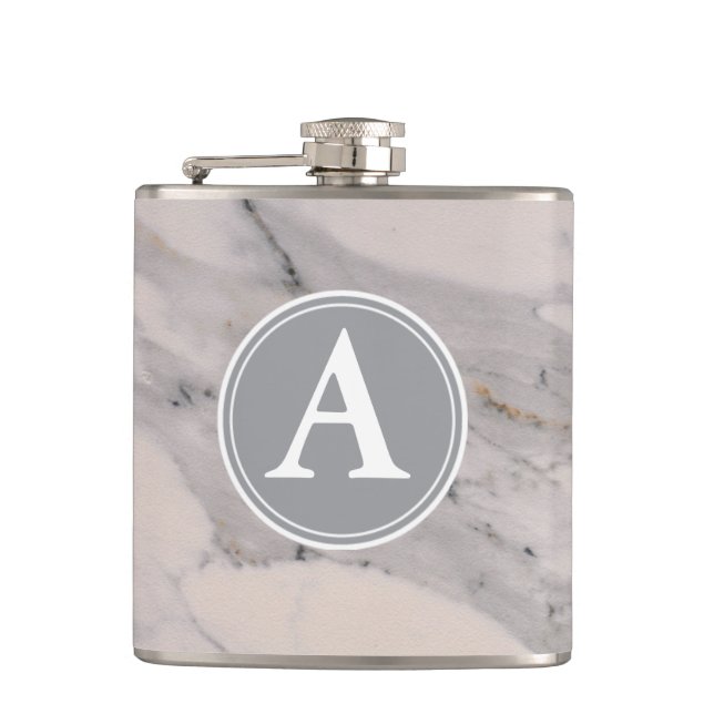 Flasques Motif moderne en marbre noir gris rose (Devant)