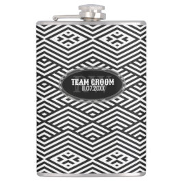 Flasques Motif moderne noir blanc Chevron Groomsmen Cadeau