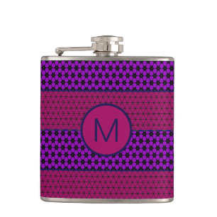 Flasques Motif monogramme rayé violet et magenta