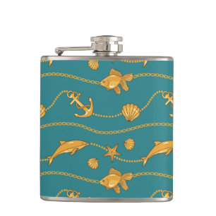 Flasques Motif nautique d'or