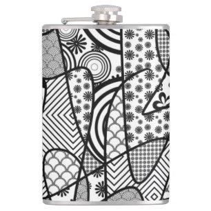 Flasques Motif Patchwork Noir & Blanc 02