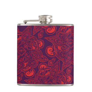 Flasques Motif persan pourpre et rouge de mandala d'étoile