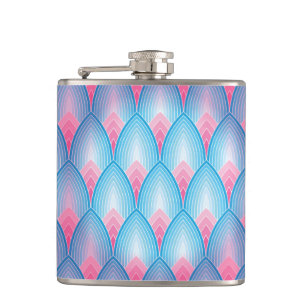 Flasques Motif Pétal Turquoise Et Rose