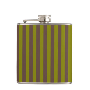 Flasques Motif rayé en chocolat brun et vert olive