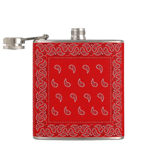 Flasques motif rouge de bandana de Paisley (Ouvert)