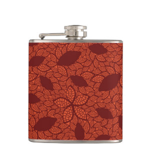 Flasques Motif rouge de feuille sur l'orange