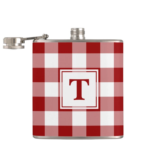 Flasques Motif rouge gras blanc avec monogramme (Ouvert)