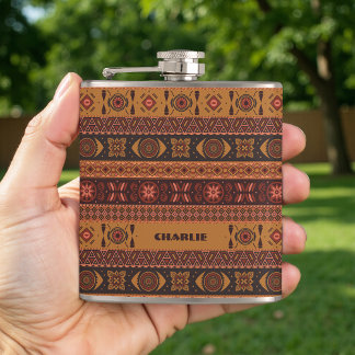 Flasques Motif traditionnel terracotta ethnique tribal boho