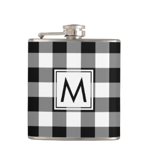 Flasques Motif tressé noir et blanc avec monogramme
