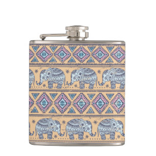 Flasques Motif tribal Blue Ethnic Elephant