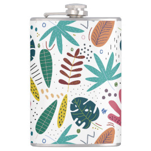 Flasques motif tropical avec feuilles colorés