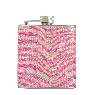 Flasques Motif zèbre paillettes rose blush girly           
