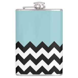Flasques Motif Zigzag noir et blanc, Chevron, Bleu