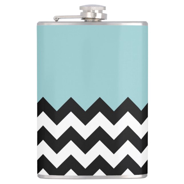 Flasques Motif Zigzag noir et blanc, Chevron, Bleu (Devant)