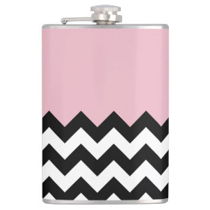 Flasques Motif Zigzag noir et blanc, Chevron, rose