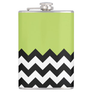 Flasques Motif Zigzag noir et blanc, Chevron, Vert