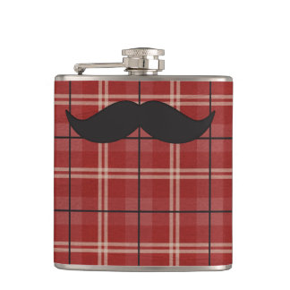 Flasques Moustache à carreaux noir et rouge