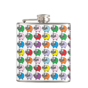 Flasques Moutons mignons d'arc-en-ciel de bande dessinée