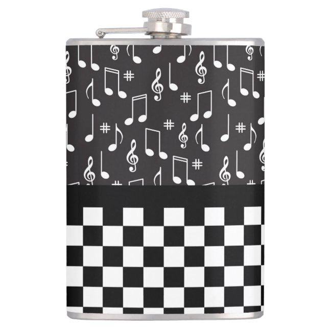 Flasques Musique et damier noir et blanc (Devant)