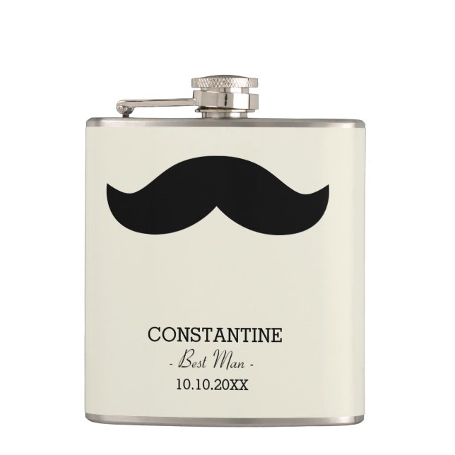 Flasques Mustache Meilleur homme Cadeau Nom personnalisé (Devant)