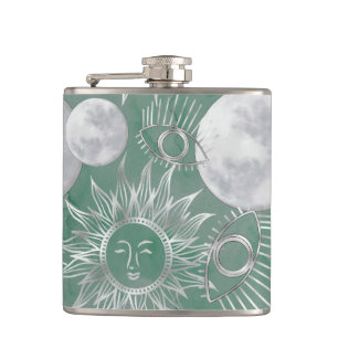 Flasques Mystique solaire Dusty Green Silver Moon Stars S